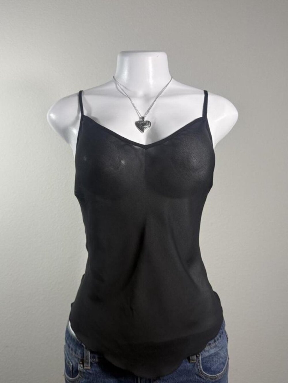 Notations Black Sheer Chiffon Cami Tank Top